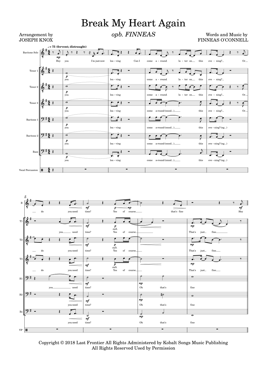 Break My Heart Again (arr. Joseph Knox)
