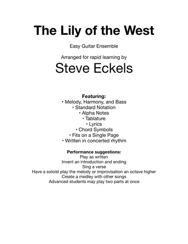 Lilly of the West for Easy Guitar Ensemble (arr. Steve Eckels)