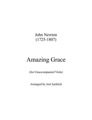 Amazing Grace for Unaccompanied Viola (arr. Joel Jacklich (ASCAP))