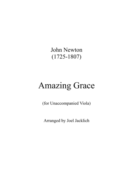Amazing Grace for Unaccompanied Viola (arr. Joel Jacklich (ASCAP))