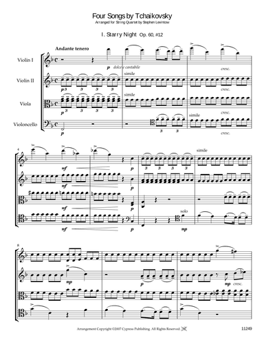 Four Songs by Tchaikovsky (arr. Stephen Levintow)