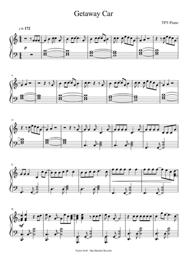 Getaway Car (arr. TPT-Piano)
