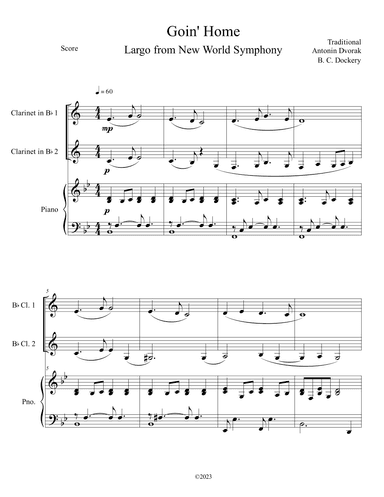 Goin' Home - Largo from New World Symphony (Clarinet Duet with Piano Accompaniment) (arr. B. C. Dockery)