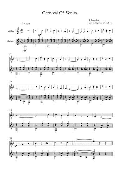 Carnival Of Venice, Julius Benedict, For Violin & Guitar