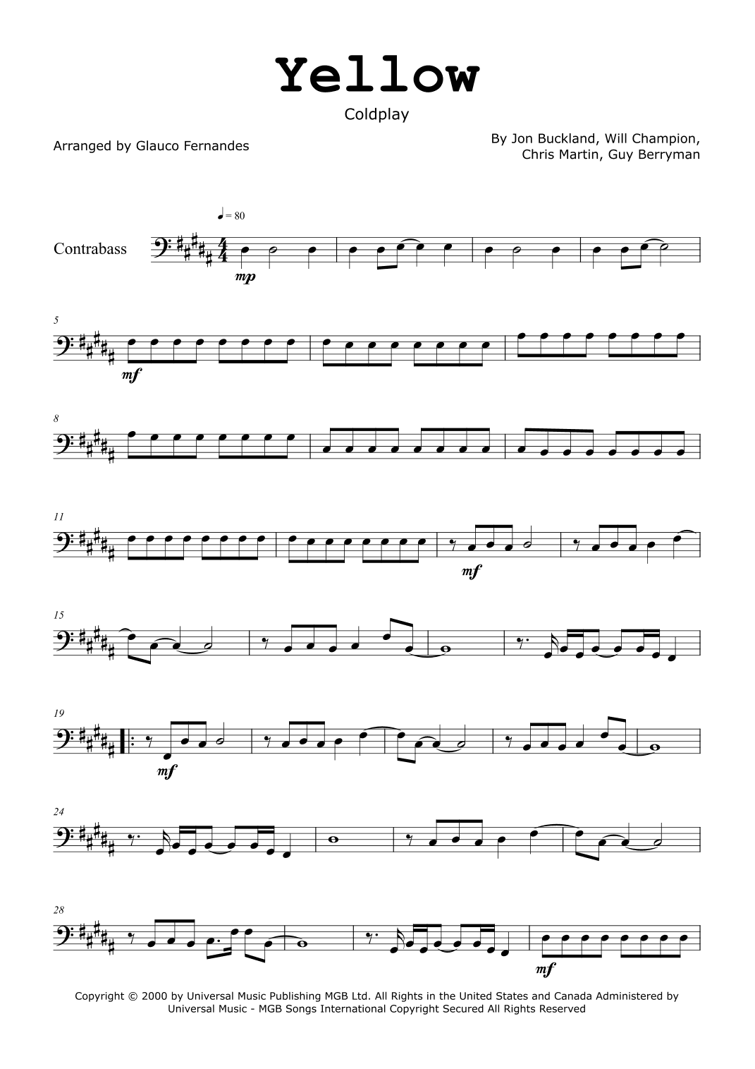 Yellow (arr. Glauco Fernandes)