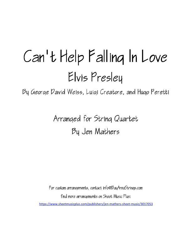 Can't Help Falling In Love (arr. Jen Mathers)