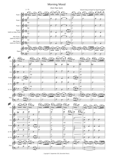 Morning Mood (from Peer Gynt) for Flute Quartet (arr. David Burndrett)