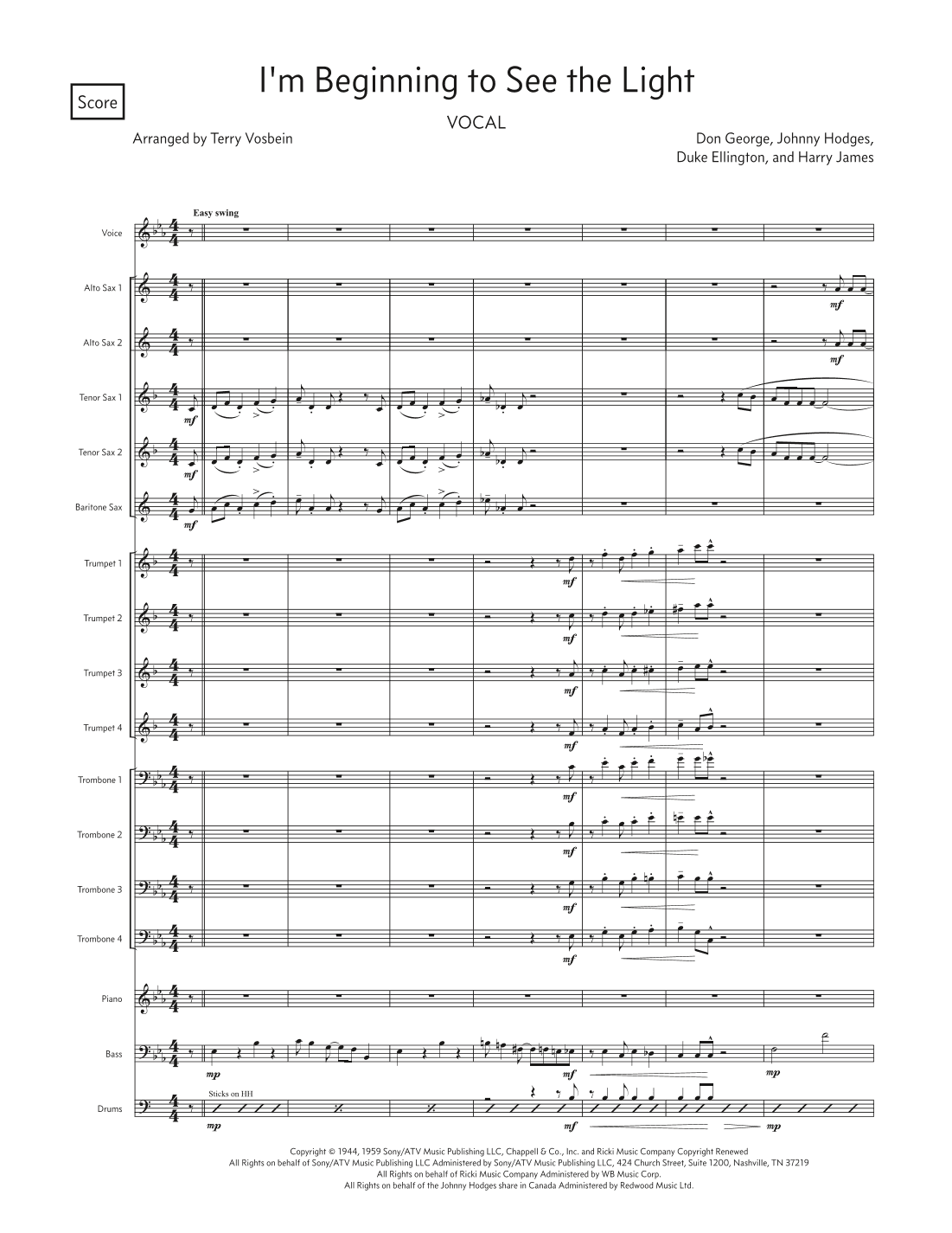 I'm Beginning To See The Light (arr. Terry Vosbein)