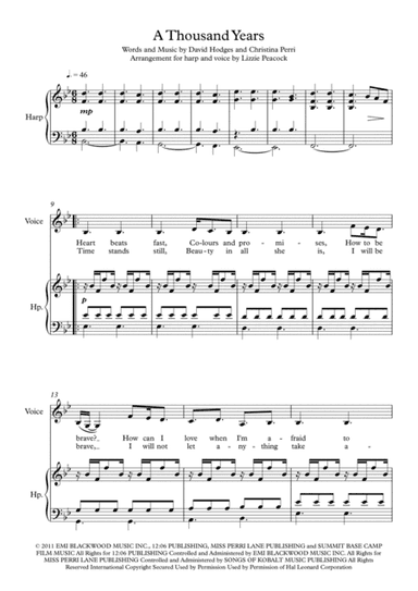 A Thousand Years (arr. Lizzie Peacock)