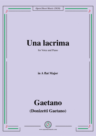 Donizetti-Una lacrima,in A flat Major,for Voice and Piano (arr. MSM)
