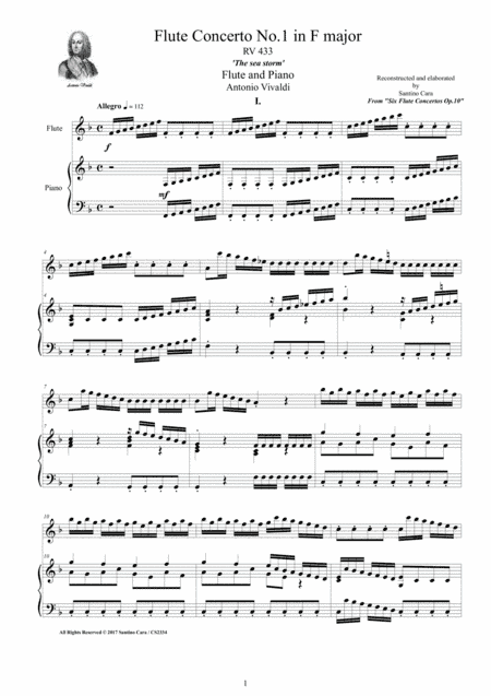 Vivaldi - Flute Concerto No.1 in F major Op.10 RV 433 for Flute and Piano (arr. Santino Cara)