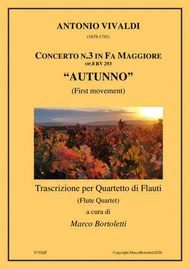 Flute Quartet trascription (First Movement) from "Autunno - Concerto in F Major op.8 RV 293"by Anton (arr. Marco Bortoletti)