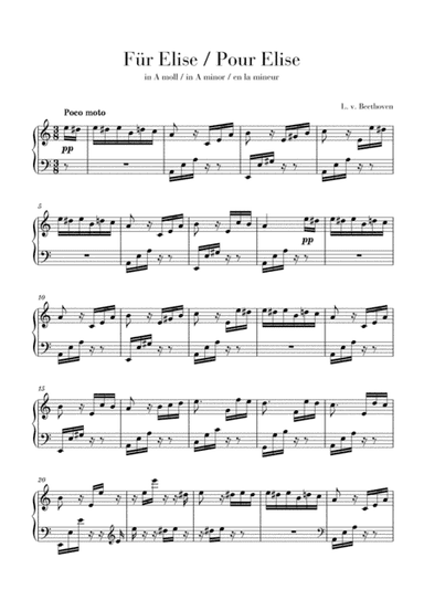 Pour Elise / Für Elise (arr. Cadenza Editions)