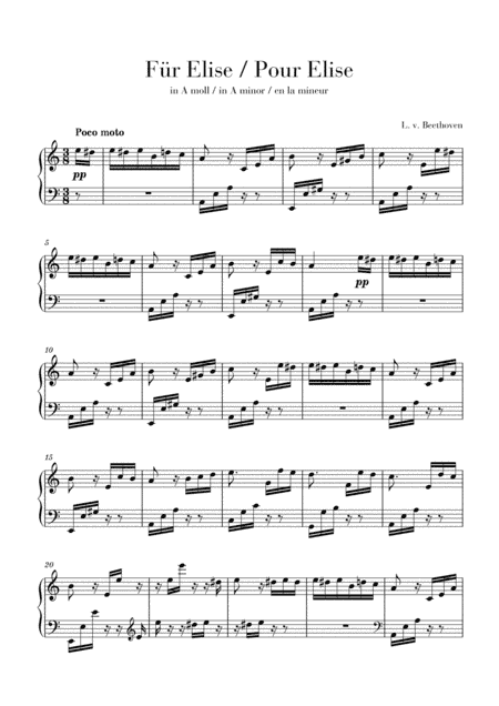 Pour Elise / Für Elise (arr. Cadenza Editions)