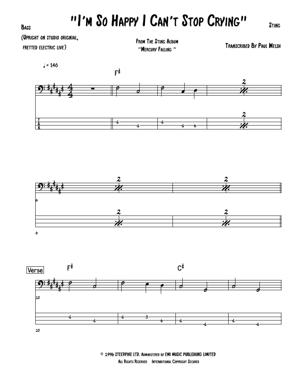 I'm So Happy I Can't Stop Crying (arr. Accubass)