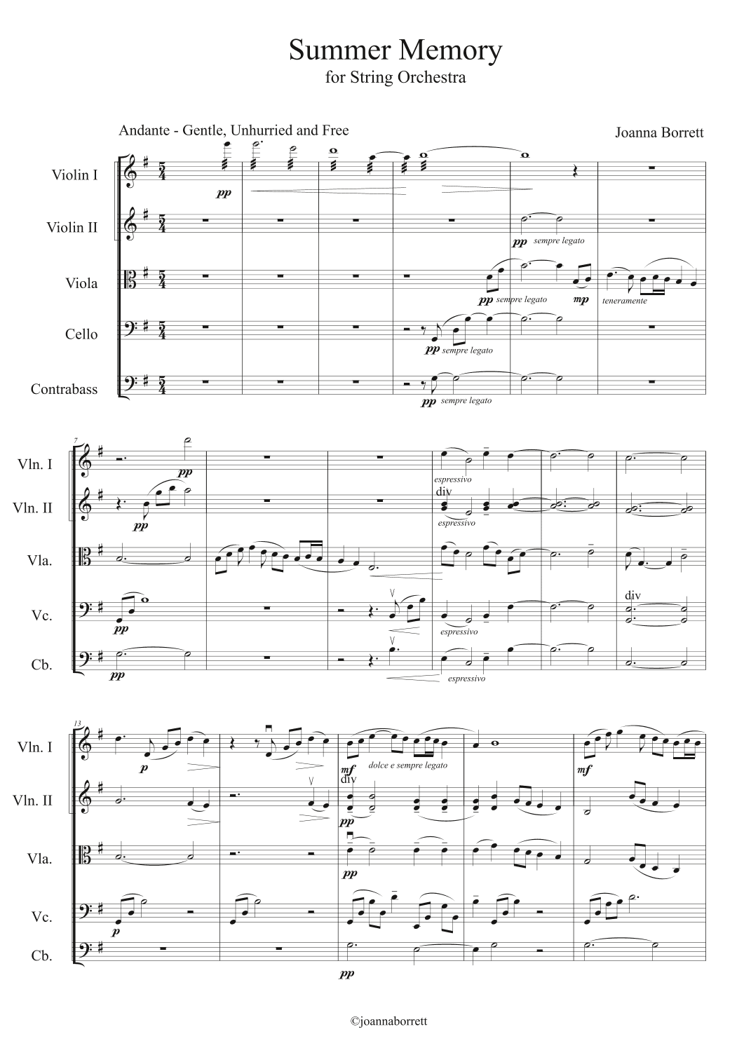 Summer Memory for String Orchestra