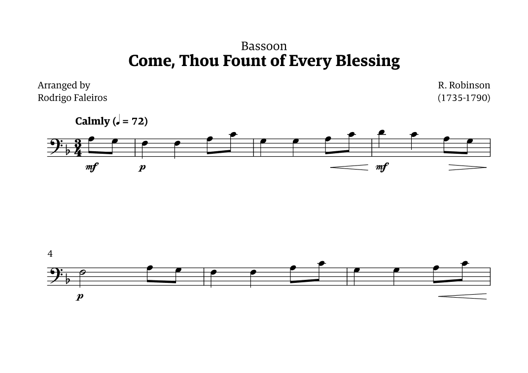 Come Thou Fount of Every Blessing (arr. Rodrigo Faleiros)