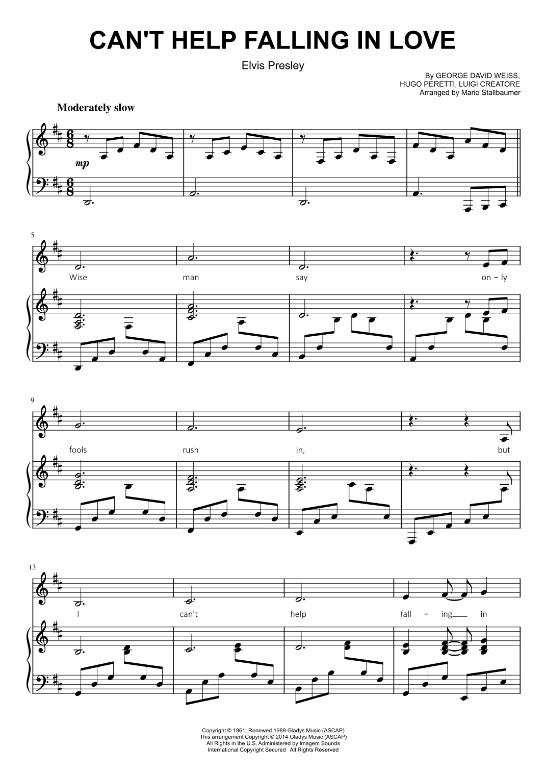 Can't Help Falling In Love (arr. Mario Stallbaumer)
