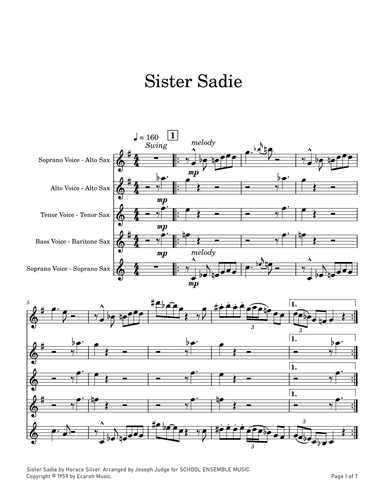 Sister Sadie (arr. Joseph Judge)