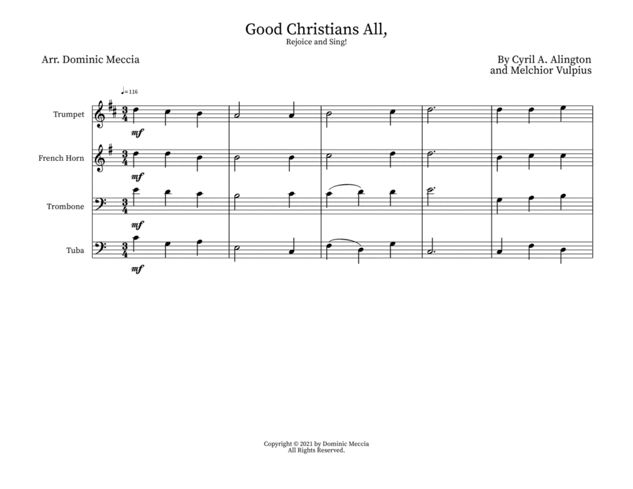 Good Christians All, Rejoice and Sing! (arr. Dominic Meccia)