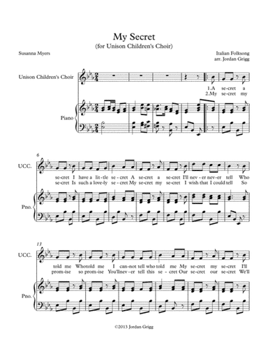 My Secret (for Unison Children's Choir) (arr. Jordan Grigg)