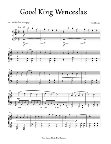 Good King Wenceslas (arr. Marie-Ève Mainguy)