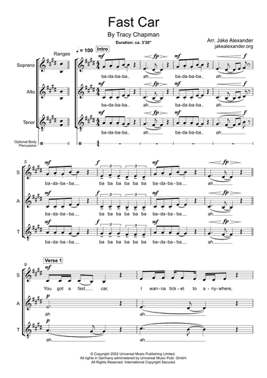 Fast Car (arr. Jake Alexander)