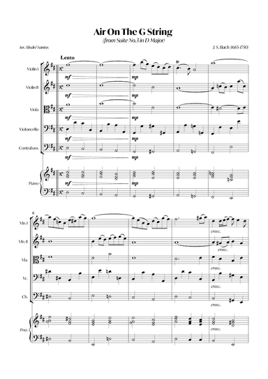 Air On The G String (from Suite No.3 in D Major) (Bach) - String quintet with Piano (arr. André Alberto Santos)