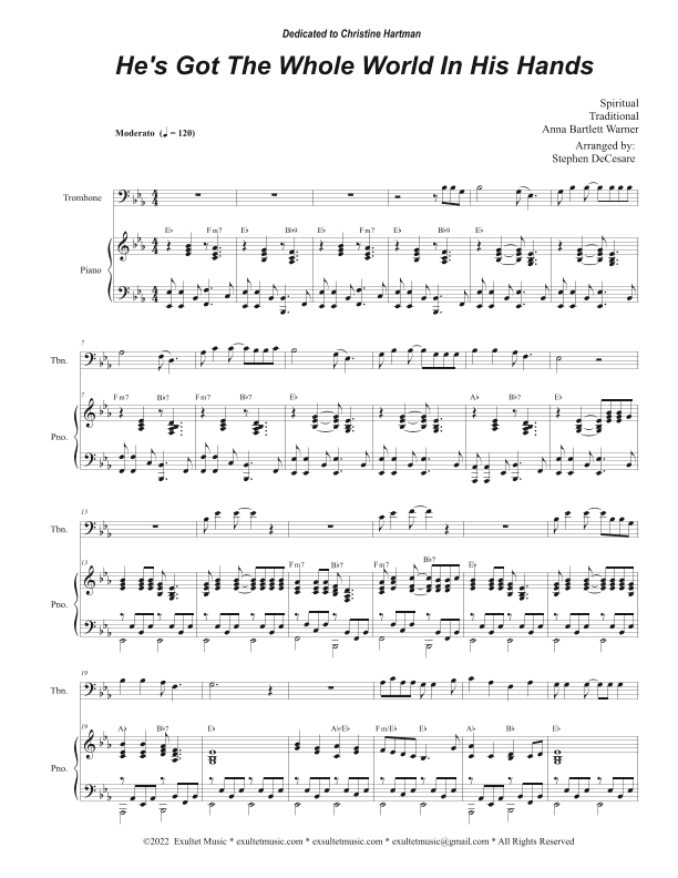 He's Got The Whole World In His Hands (Trombone solo and Piano) (arr. Stephen DeCesare)