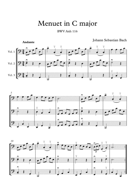 J.S.Bach Menuet for cello trio (arr. Ivan Marinovic)