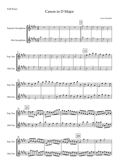 Canon in D Major (Johann Pachelbel) for Soprano Saxophone & Alto Saxophone Duo (arr. Fabio Britto)