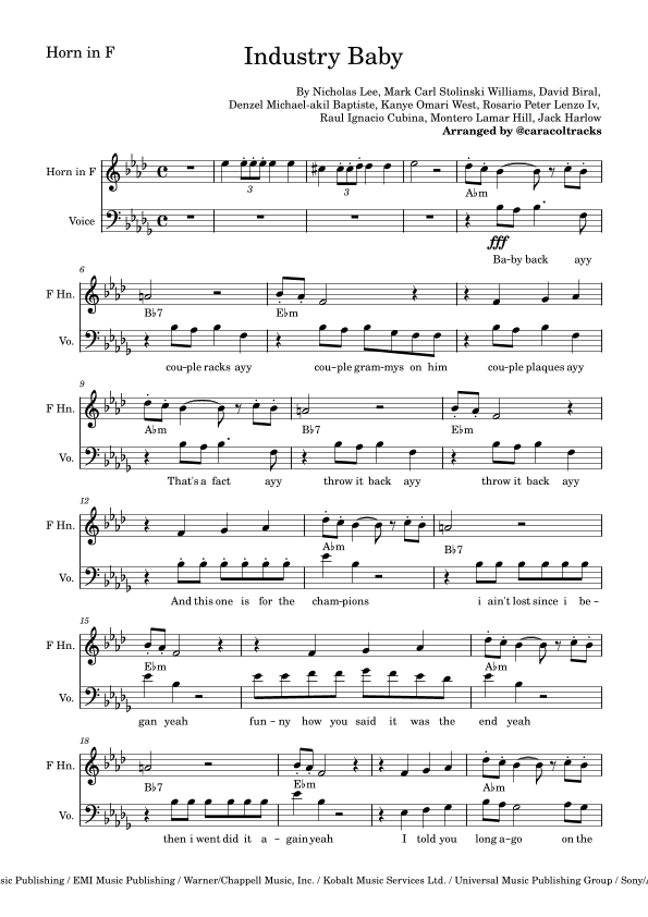 Industry Baby (arr. Caracol Tracks)