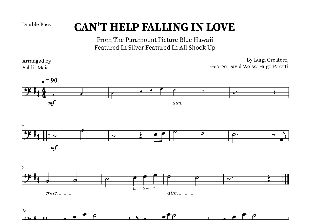 Can't Help Falling In Love (arr. Valdir Maia)