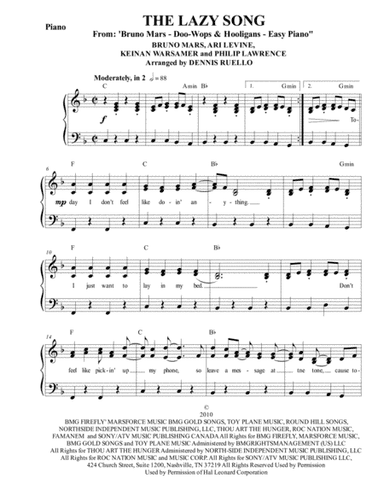 The Lazy Song (arr. Dennis Ruello)