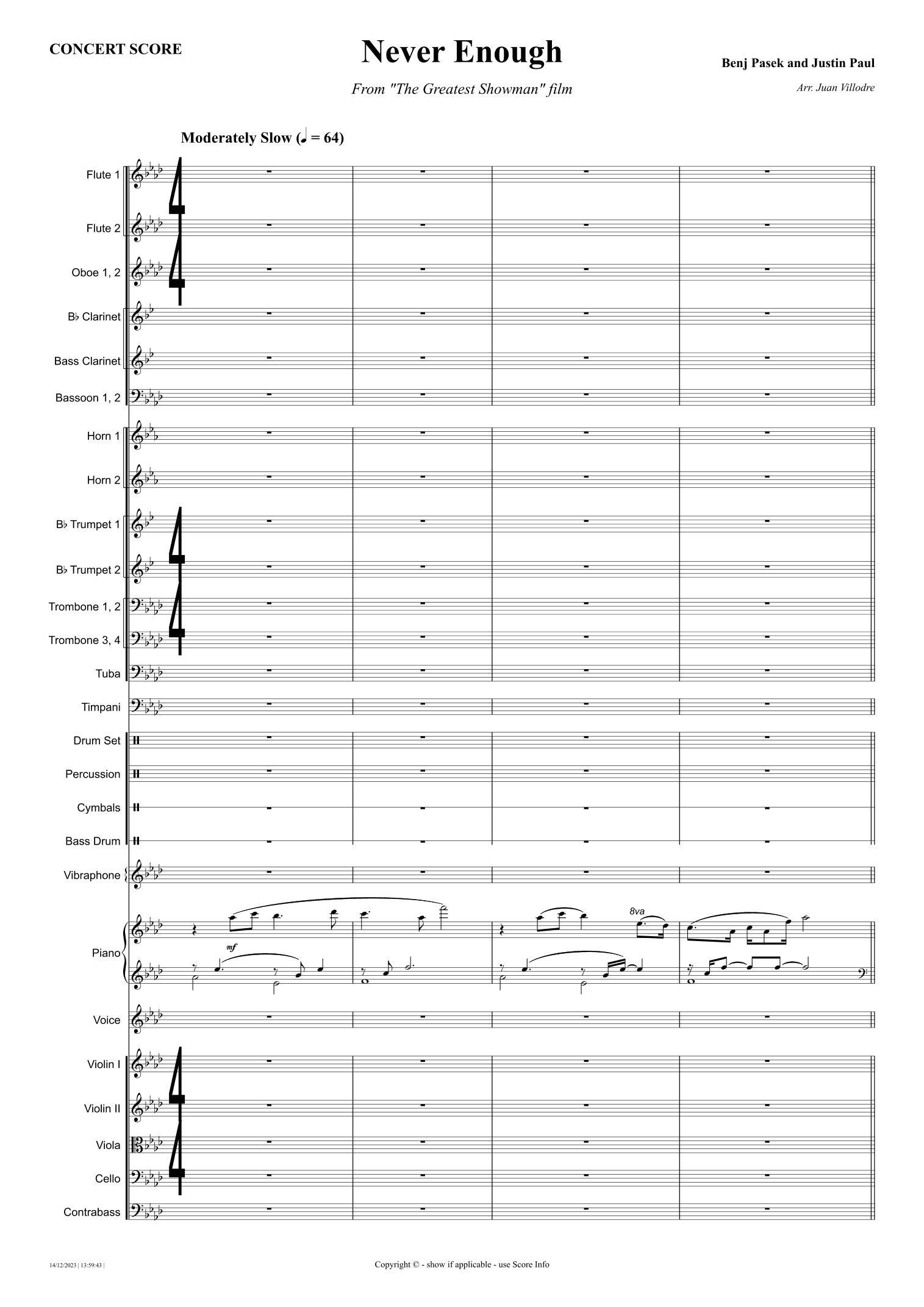 Never Enough (arr. Juan Villodre)