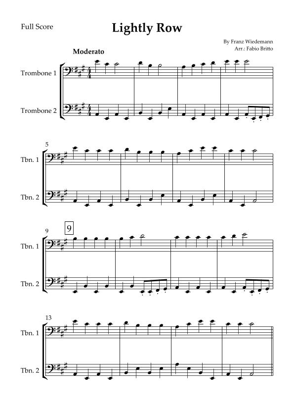 Lightly Row for Trombone Duo (arr. Fabio Britto)