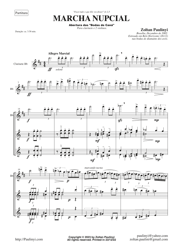March, for trio (clarinet and 2 violins)