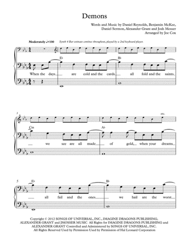 Demons (arr. Joe Cox)