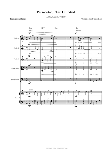 Persecuted Then Crucified Strings quintet with piano