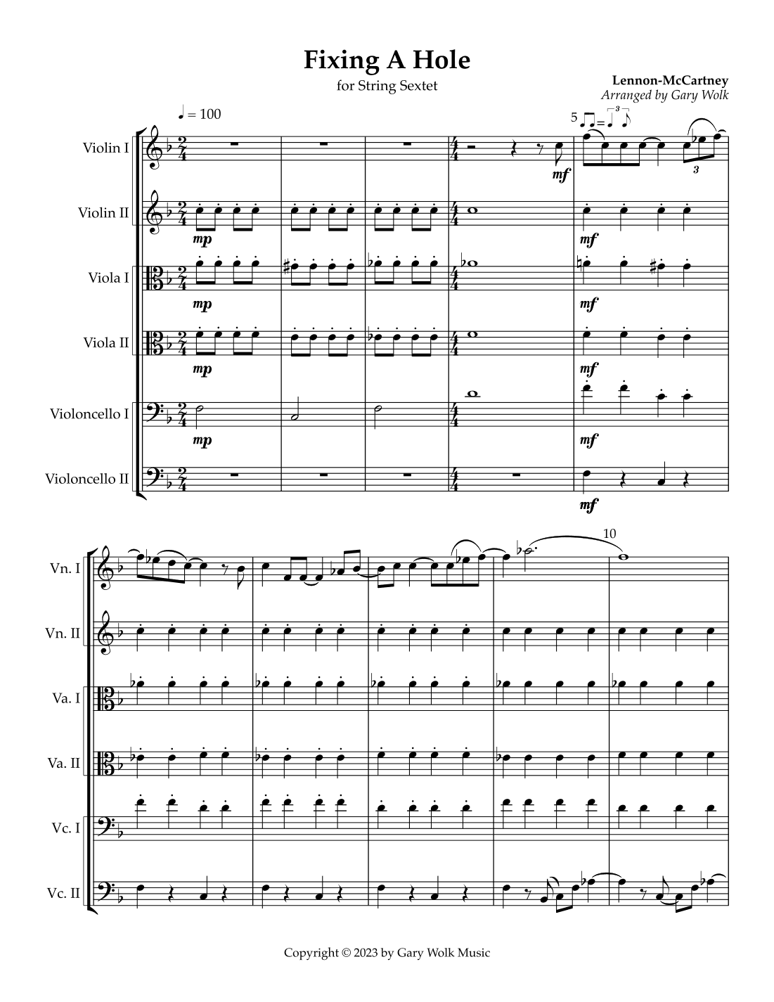 Fixing A Hole (arr. Gary Wolk)