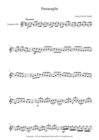 Passacaglia - George Frideric Handel (Trumpet) (arr. Digital Book Music)