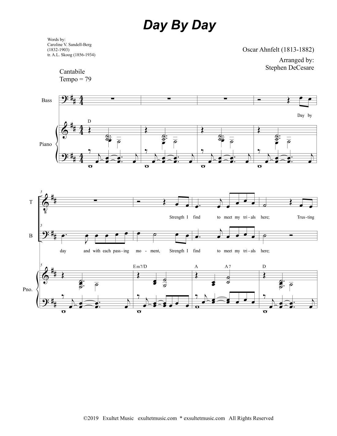 Day By Day (Duet for Tenor and Bass solo) (arr. Stephen DeCesare)