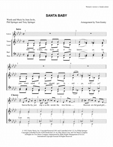 Santa Baby (arr. Tom Gentry)