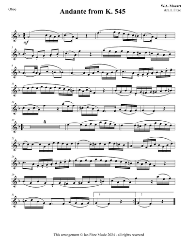 Andante from K.545 (arr. Ian Fitze)