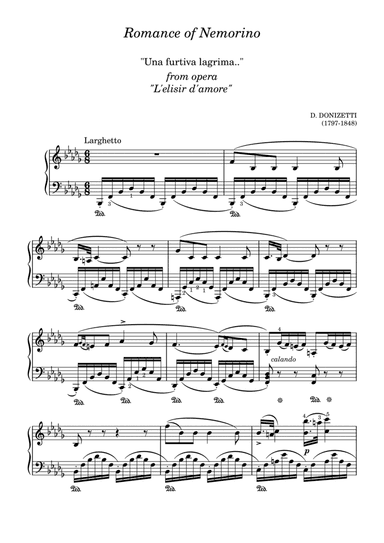 Romance of Nemorino for tenor from L'elisir d'amore by Donizetti (arr. V. Amoros)