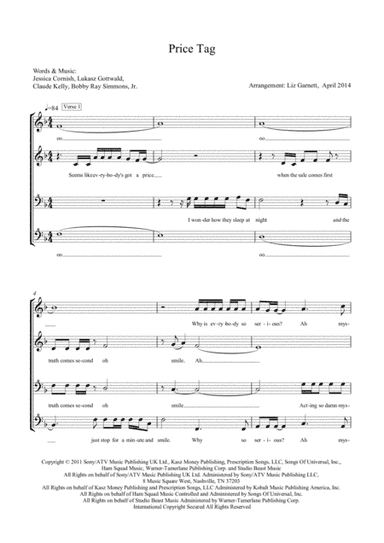 Price Tag (arr. Liz Garnett)