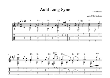 Auld Lang Syne (Intermediate Solo Guitar) (arr. Tyler Adams)