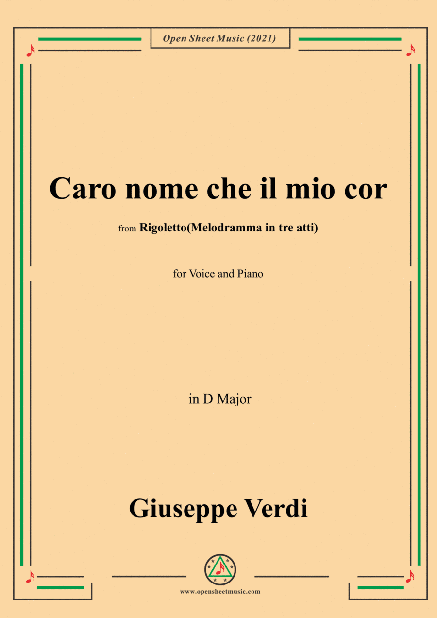 Verdi-Caro nome che il mio cor,in D Major (arr. Open Cloud)