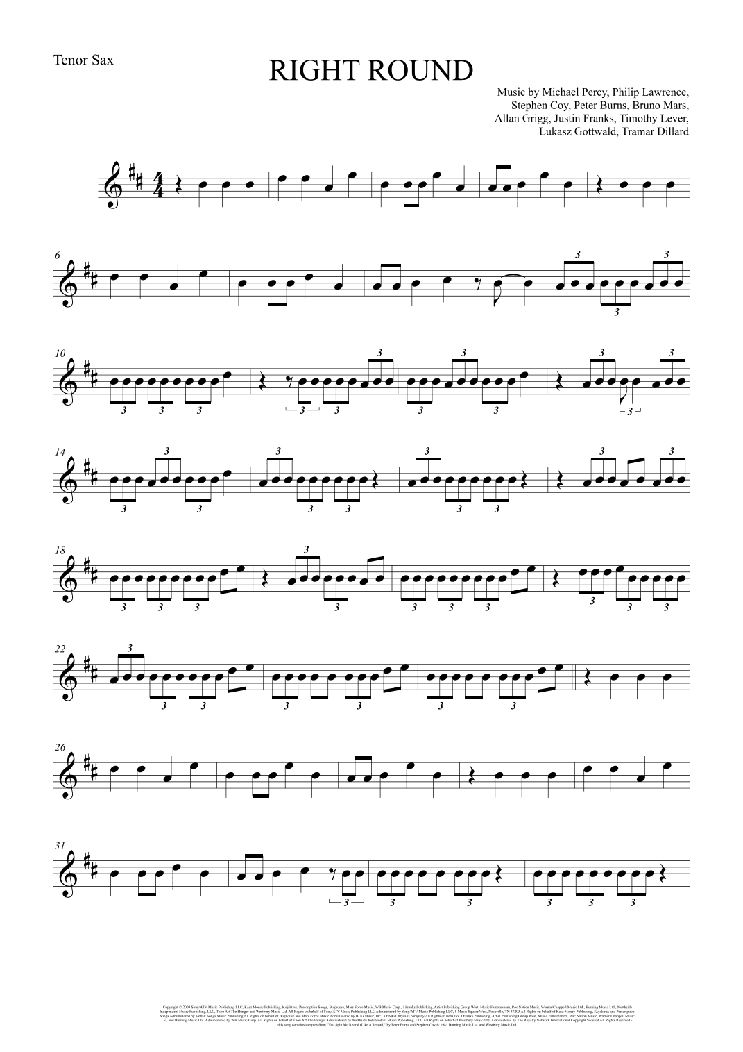 Right Round (arr. The Sheet Music Library)