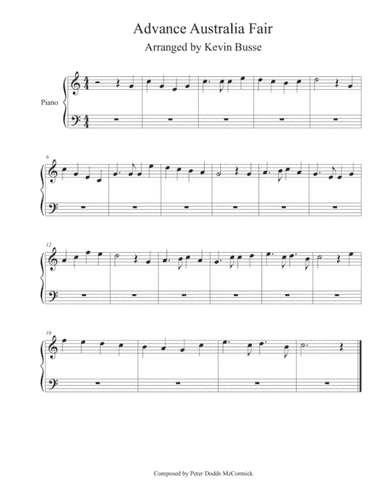 Advance Australia Fair - Piano (arr. Kevin Busse)